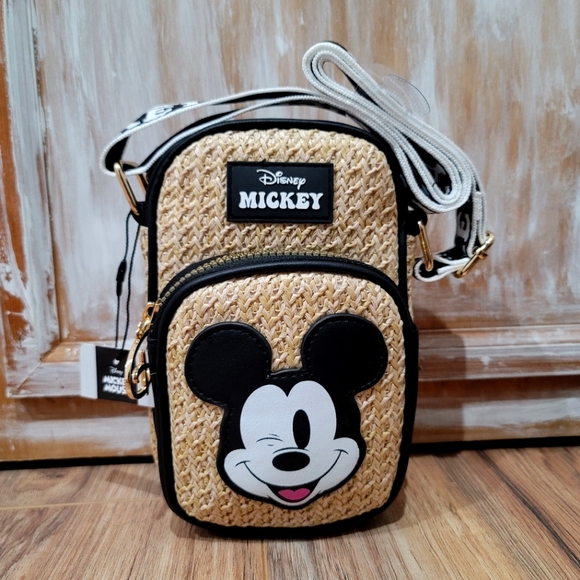 Disney Handbags - NWT Disney Raffia Mickey Mouse Crossbody
